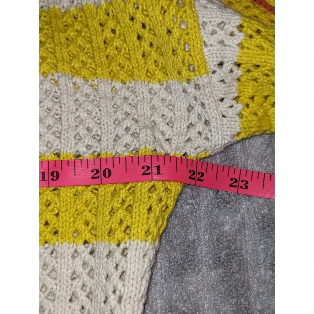A New Day‎ Women's Yellow White Quarter Zip Mock Turtleneck Pullover Sweater M